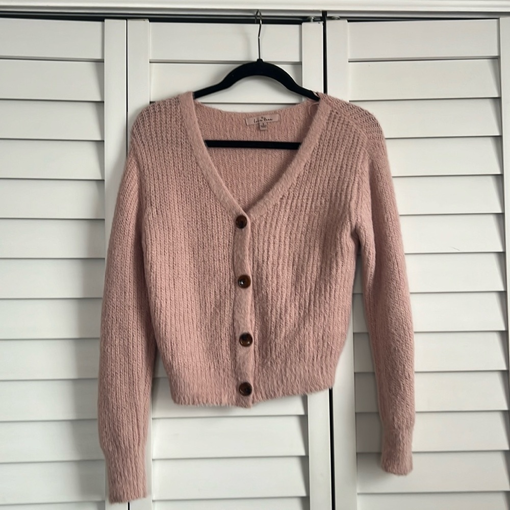 Button up fuzzy sweater